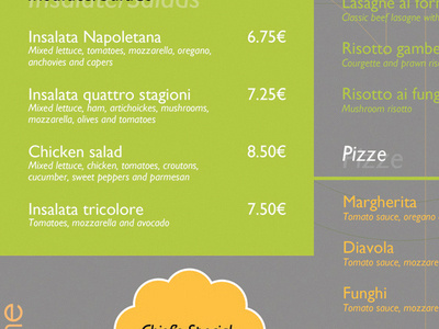 Light Restaurant Menu chicken cover design food light menu minimal pizza pizze restaurant salad ui