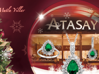 Atasay Christmas Poster campaign christmas jewelery poster promation snow sphere