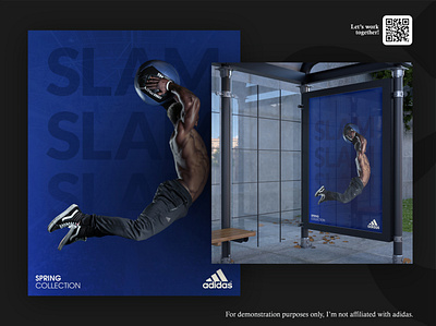 Slam with Adidas - Adidas Inspired Advertisement 2 advertisement branding design flyer flyer design graphic design outdoor advertisement photo manipulation