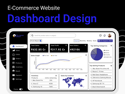 Dashboard Design of E-Commerce Website clean dark dashboard design e commerce ecommerce graphic design ui uidesign uiux ux