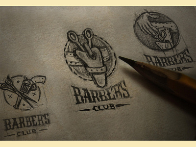 barber's sketch barber handdrawn logo sketch wildwest