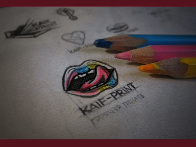 kaif-print sketch color handdrawn lips logo logotype print sketch