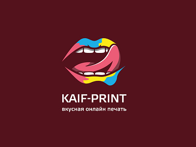 kaif-print logo color illustration kiss lips logo logodesign logotype print vector