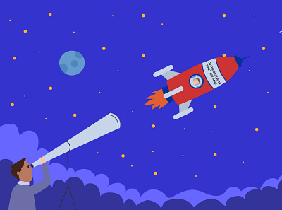 Do your best with what you have explainer video rocket space vector illustration video animation