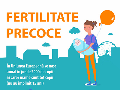 Infographic about early fertility in Romania infographic design vector illustration