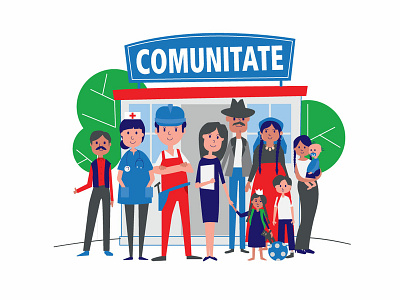 Comunity 2d illustration key visual marketing campaign ngo roma comunity vector illustration