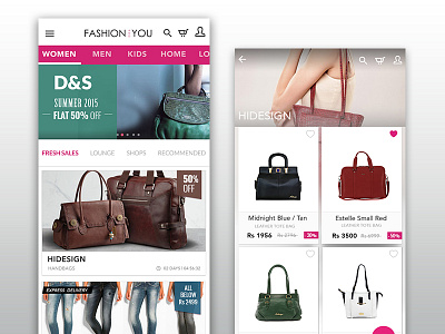 Homepage & listing screen - Fashion And You app screens e commerce fashion app flash sales homepage listing ux