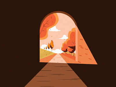 Travel Illustration autumn leaves banner design brown digital illustration illustration travel vector