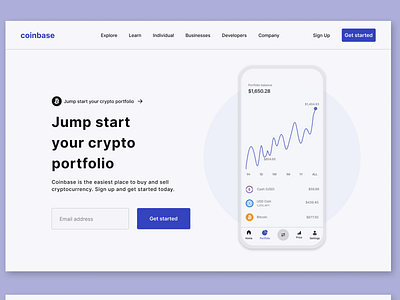 coinbase Sign up (Decentralized Exchange) design figma ui uiux web design