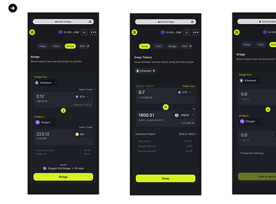 Cross chain swap and Bridge blockchain figma product design ui uiux web 3