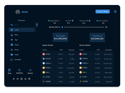 Lending Market (dark mode) blockchain dashboard figma ui ui design uiux ux designer web design