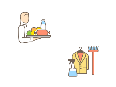 Products delivery / Cleaning cleaning clothing delivery suit waiter