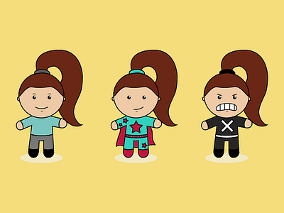 Me, myself and I cartoon character design drawing illustration illustrator super hero villain