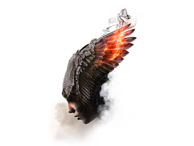 Photoillustration for album cover album cover design fire music photoillustration smoke surreal wing