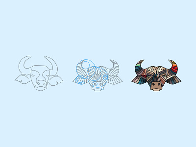 Buffalo process africa animal design illustration