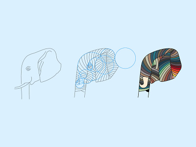 Elephant process animal design elephant illustration