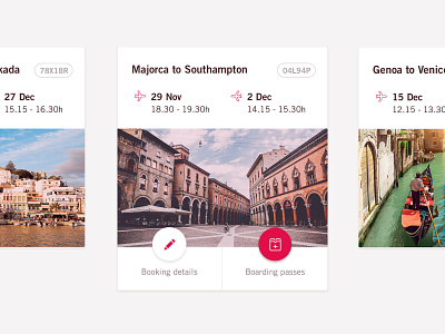 Volotea Airline: Upcoming Trip cards