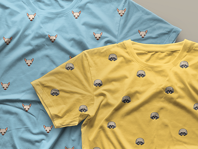 Dogcon Tees blue chihuahua dog icon illustration pattern shih tzu t shirt tees yellow