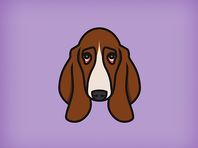 Basset Hound basset hound brown dog icon illustration purple