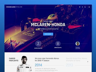 Fernando Alonso Official Website design digital flat formula 1 graphic design homepage interface sports ui ux web website