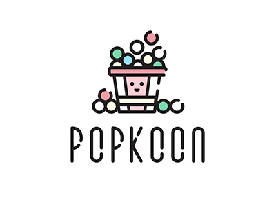 Popkoon brand brand design green icon identity illustration outline pink popkoon typography