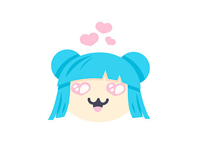 Aww app aww blue design icon illustration kawaii love mojilala pink sticker vector