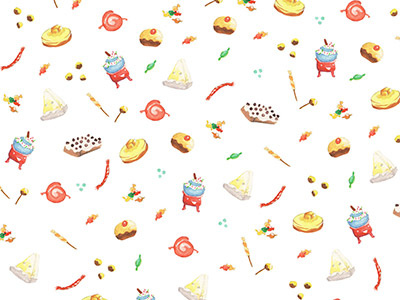 Candies & sweets pattern with watercolor brush candies character colorful design kawaii pattern sweets watercolor