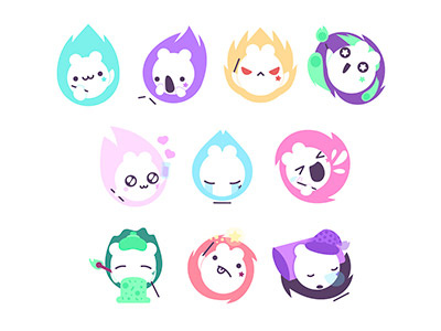 Mitsuko stickers for Sticker.Place character chat creature emoji emotions flames imessage magical mitsuko pack stickers