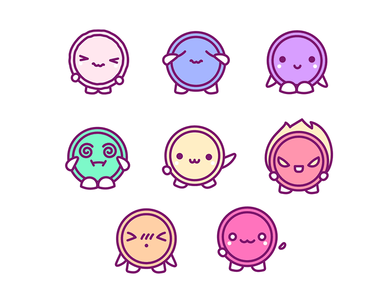 Kawaii sticker collection animation character cute emotion gif gif animated icon illustration kawaii motion graphic sticker vector