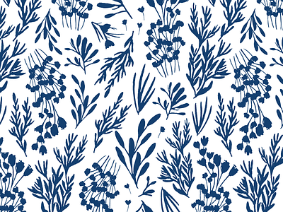 Blue Botanicals floral pattern florals surface design surface pattern watercolor