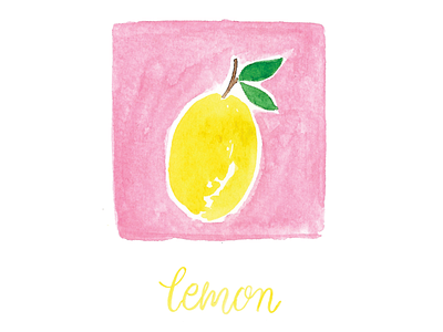Lemon Square brush lettering citrus fruit lemon lettering modern calligraphy paint surface design watercolor