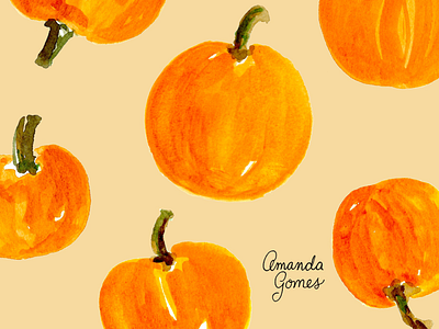 Pumpkins amanda gomes autumn fall illustration food illustration illustration painted art painting pattern pumpkins surface design surface pattern design watercolor