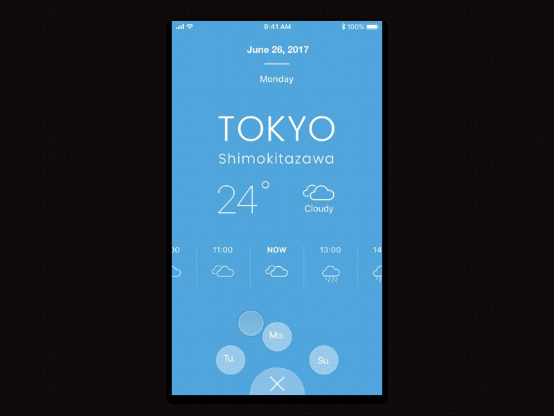 Weather forecast app concept dial dial menu forecast weather