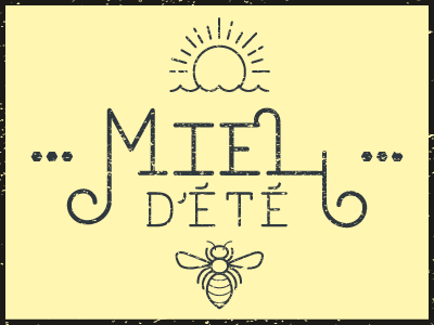 Summer honey bee handdrawn honey icon ligature line packaging print simple sun typography yellow