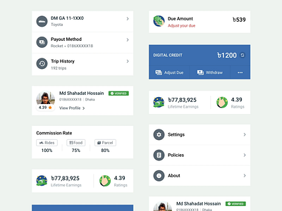 Redesign of Account Tab account account settings android app design component library design system interaction mobile ui profile ride sharing settings stats ui ux ui design ux design
