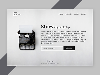 Landing Page (above the fold) blackwhite challenge daily ui dailyui landing page story type typewritter ui user interface website