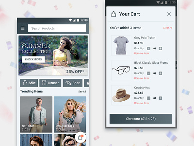 Ecommerce App - Home & Cart app cart checkout design ecommerce interface product shop shopping ui ux