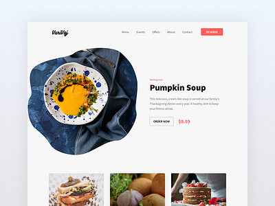 Restaurant Landing Page Concept clean concept food landing page menu restaurant ui ux website