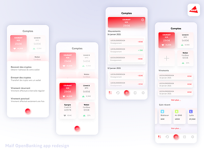 Banking App app bank bank app banking finance financial fintech light mobile app mobile design money payment red ui ux