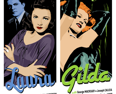 Laura/Gilda Double-Feature celebrities glamour movies mystery posters retro