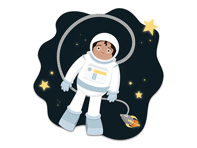 Astrokid astronaut illustration illustrator space spaceship spot illustration vector