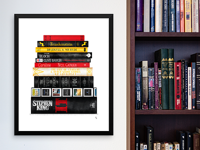 Hand Lettered Horror Book Stack book digital paint hand lettering horror literature stephen king watercolor
