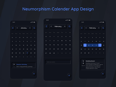 Neumorphism Calendar App Design branding calendar design dribbble illustration landing page logo newmorphism nsakibux ui ui design ui ux design uiux user research vector