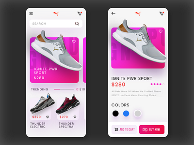 PUMA SNEAKER STORE APP DESIGN branding design puma pumasneaker pumastore sneakerapp ui ux