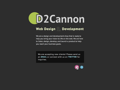 D2cannon Landing dark landing page web design website