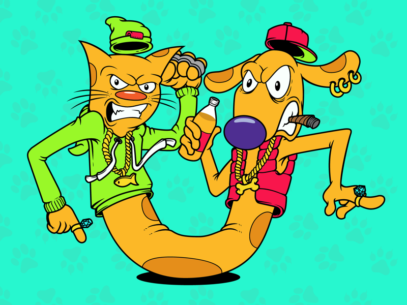 CAT DOG character design logo urban graphics dope hip hop pop art japadesigns art work art catdog illustration graphic design creative vector