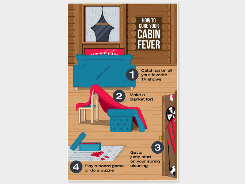 How To Cure Cabin Fever winter netflix illustrator fun infographic