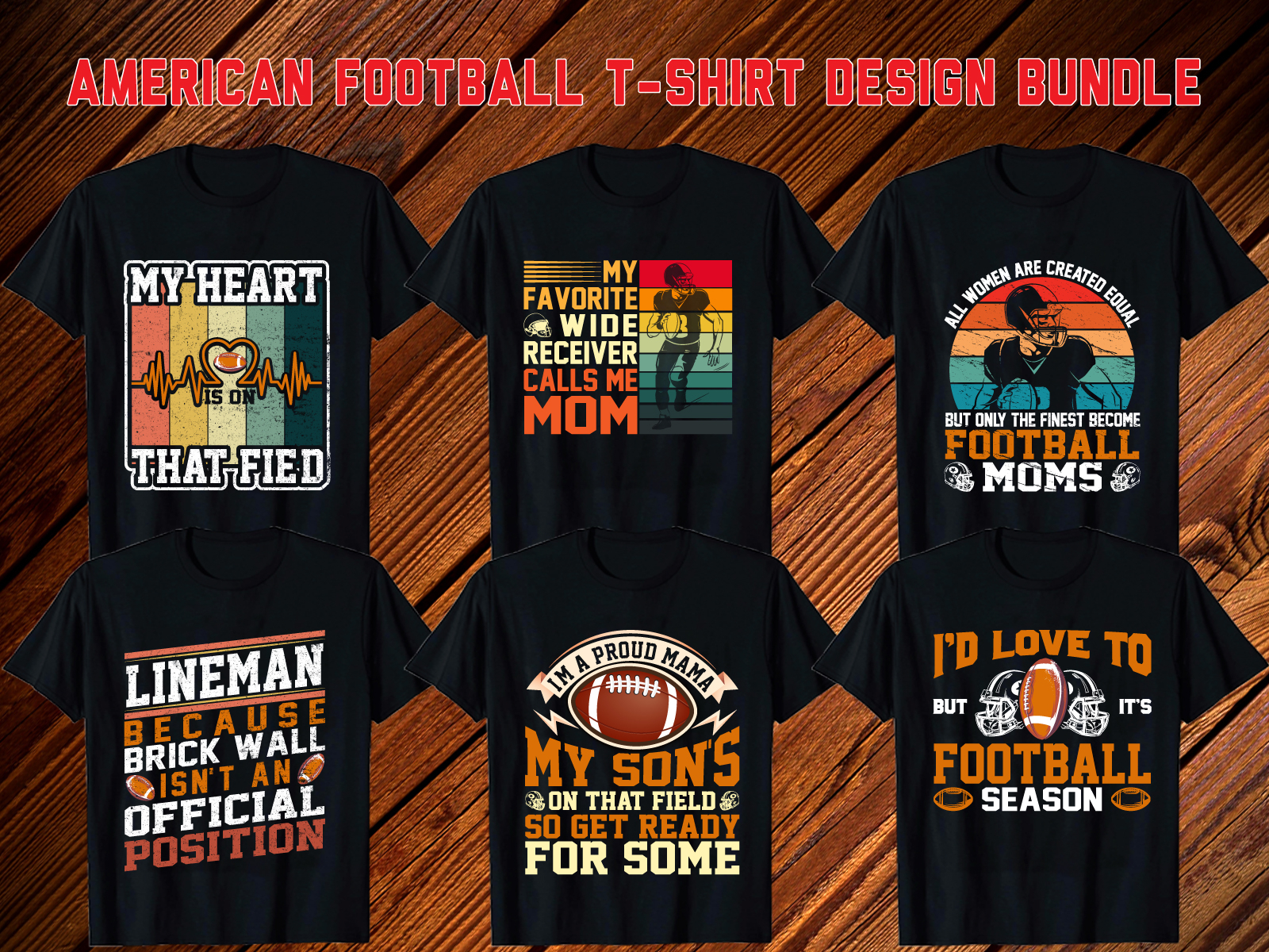 American Football T-Shirt Design Bundle