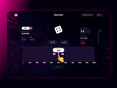 Dice Roll bitcoin casino cryptocurrency dice roll gambling game metaverse mobile product design user experience