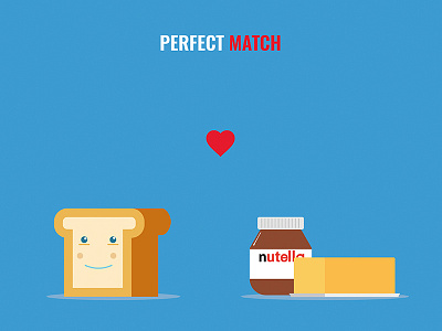 Perfect Match art blue bread color food illustration illustrator love nutella